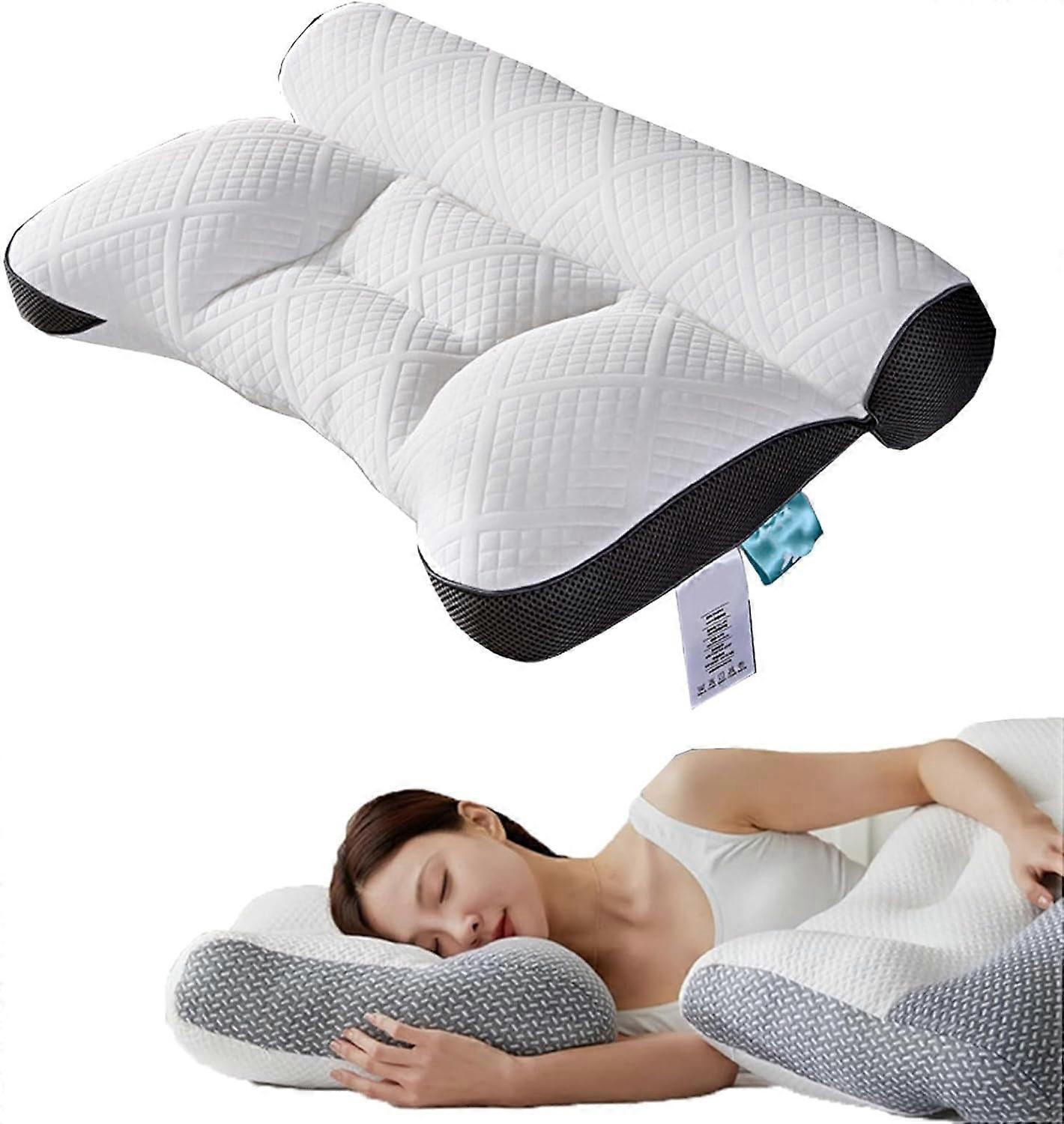 Ergonomic Goose Down Pillow, Sleep Enhancing Cervical Support Comfortable Pillow, Small Pillows for Sleeping