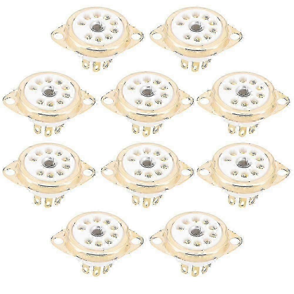 ECC81 ECC82 ECC83用10pcsセラミックB9a金メッキ9ピン真空管ソケットパネルマウント