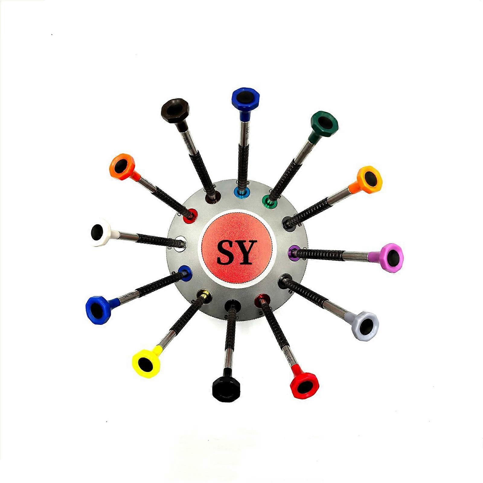 12pc Slip Resistant Rotary Screwdriver Kit Micro Grooved Teeth And Sturdy Steel Tips For Professional Use Multicolor