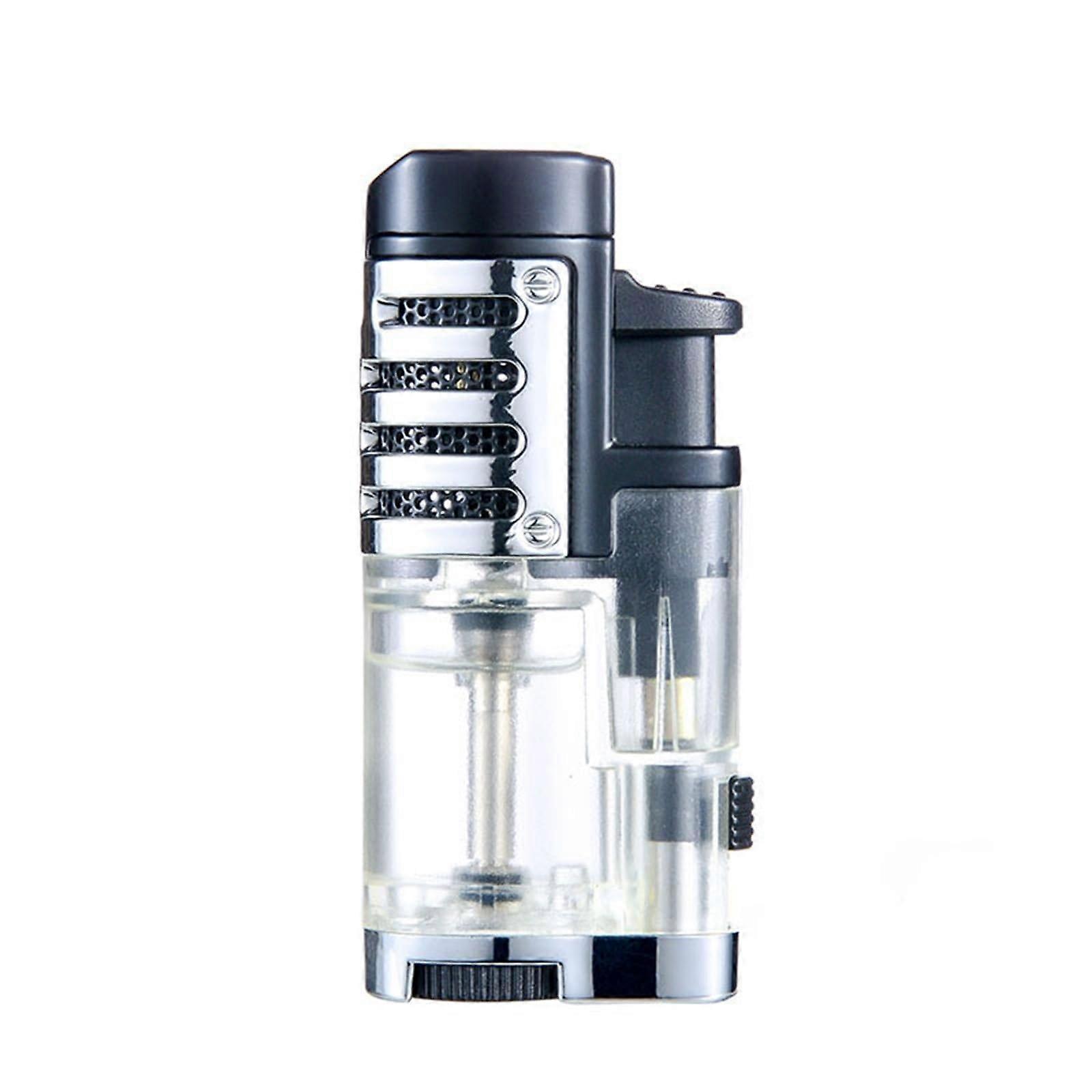 Transparent Large Capacity Visible Transom PressInflatable Lighter Windproof Jet Flame Metal Refillable Adjustable