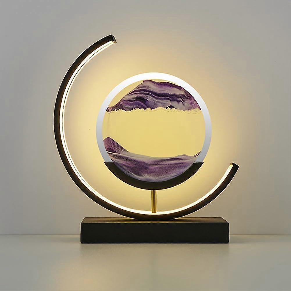 Flowing Sand Painting 360 Degree Rotating 3D Moving Sand Art Frame With LED Lamp Multicolor Purple And Black Frame