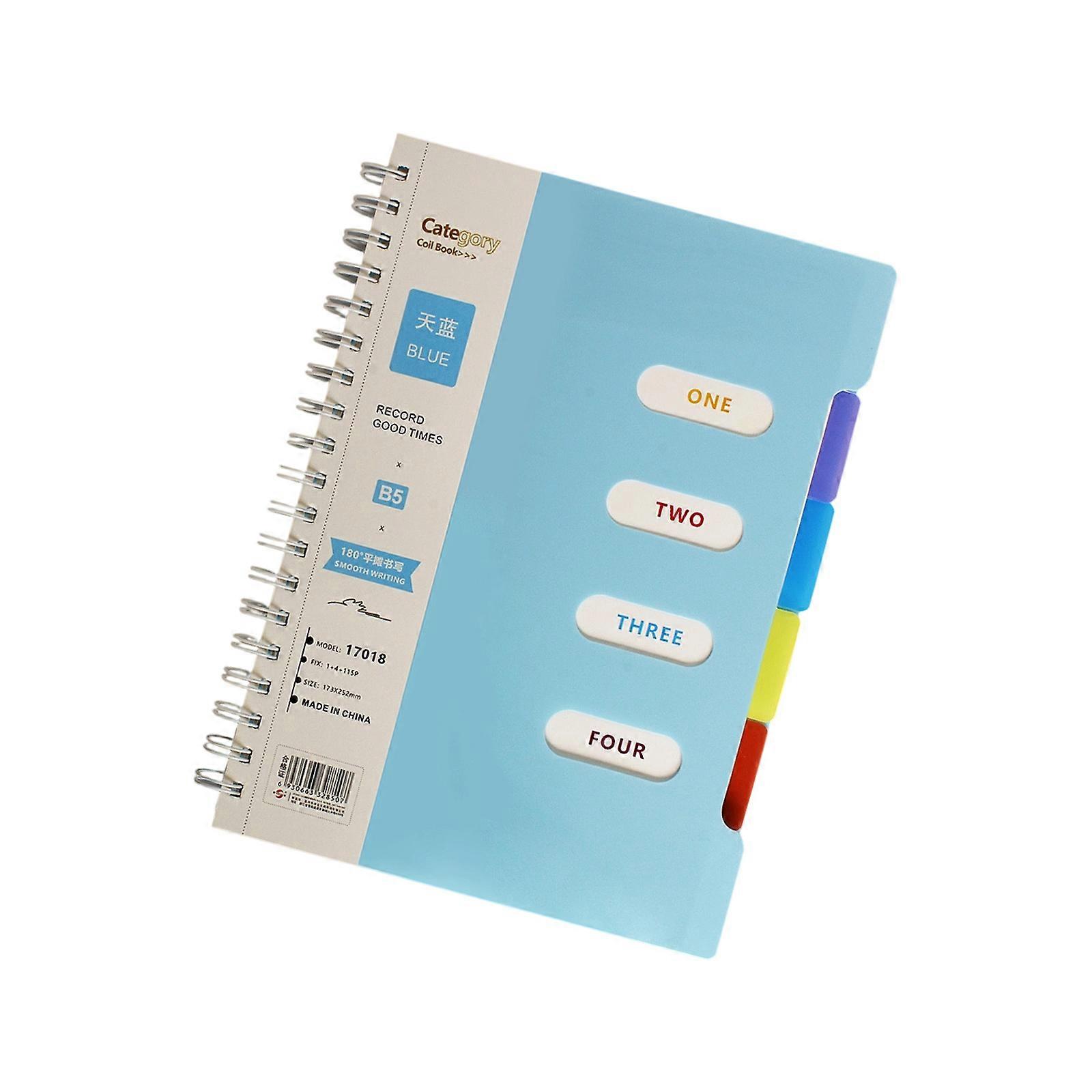 Extra Thick Refillable Notebook Coil Binding And Organizer Flags For Students Professionals B5 Portable Design  Sky Blue