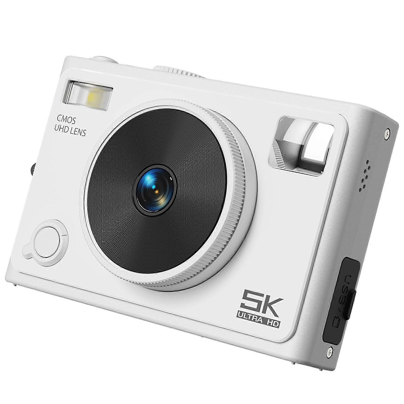 5K Digital Camera 64MP Sensors Autofocus Selfies Video Camera for Travel and Parties Clearly Video Recording Camera  White