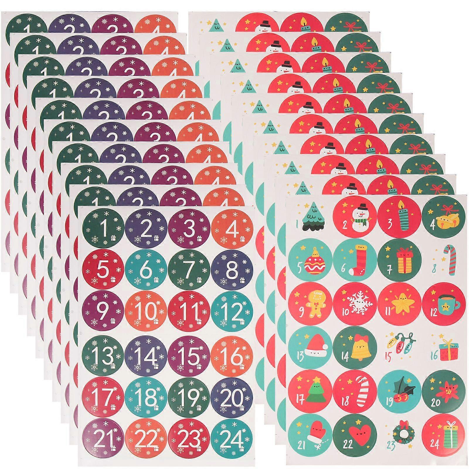 20 Sheets of Christmas Sticker Countdown Packing Labels Stickers Envelope Seal Stickers