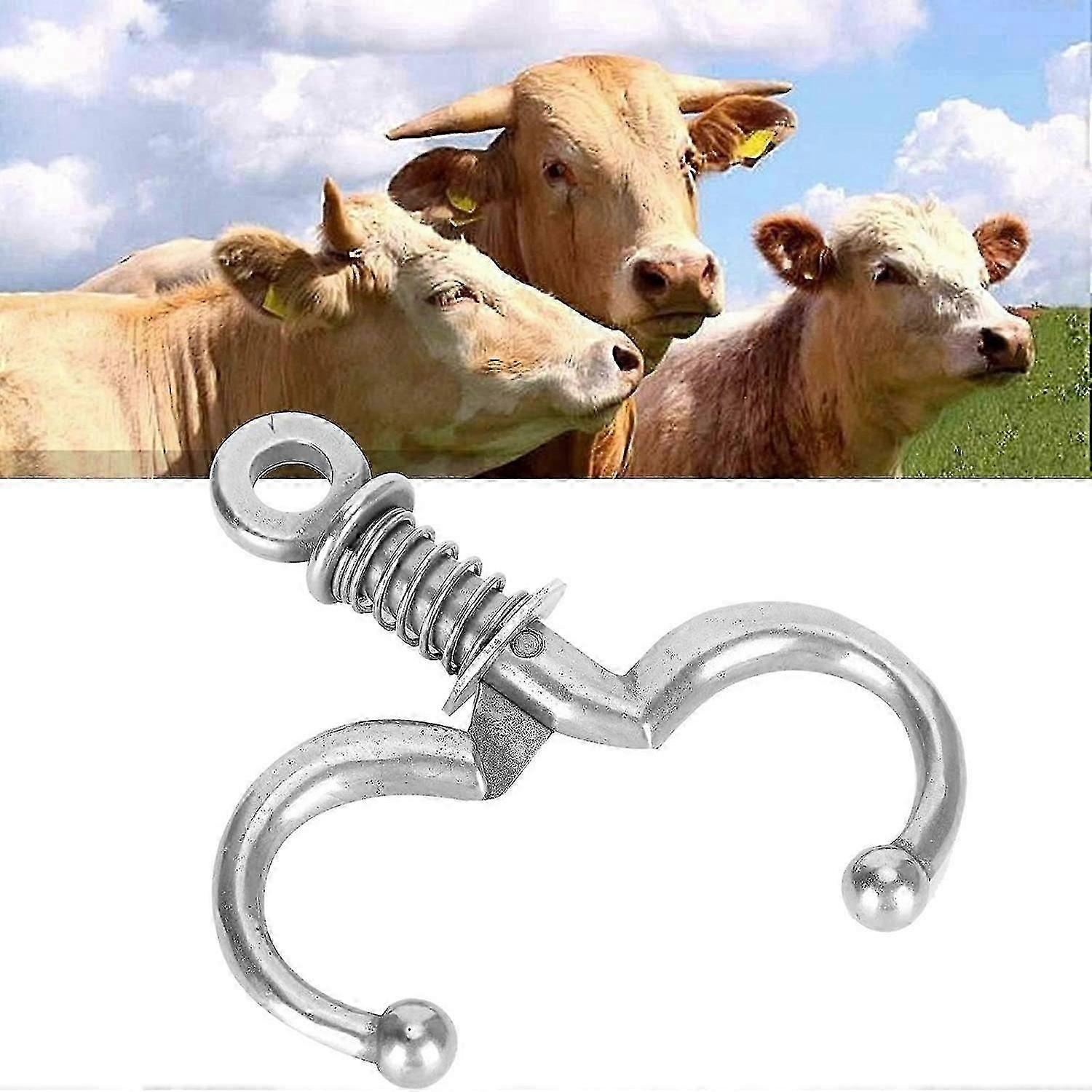 1 stk Rustfritt stål Bovine Nose Ring Automatisk Cow Spring Nose Tang Storfe Neseklemme Dyr