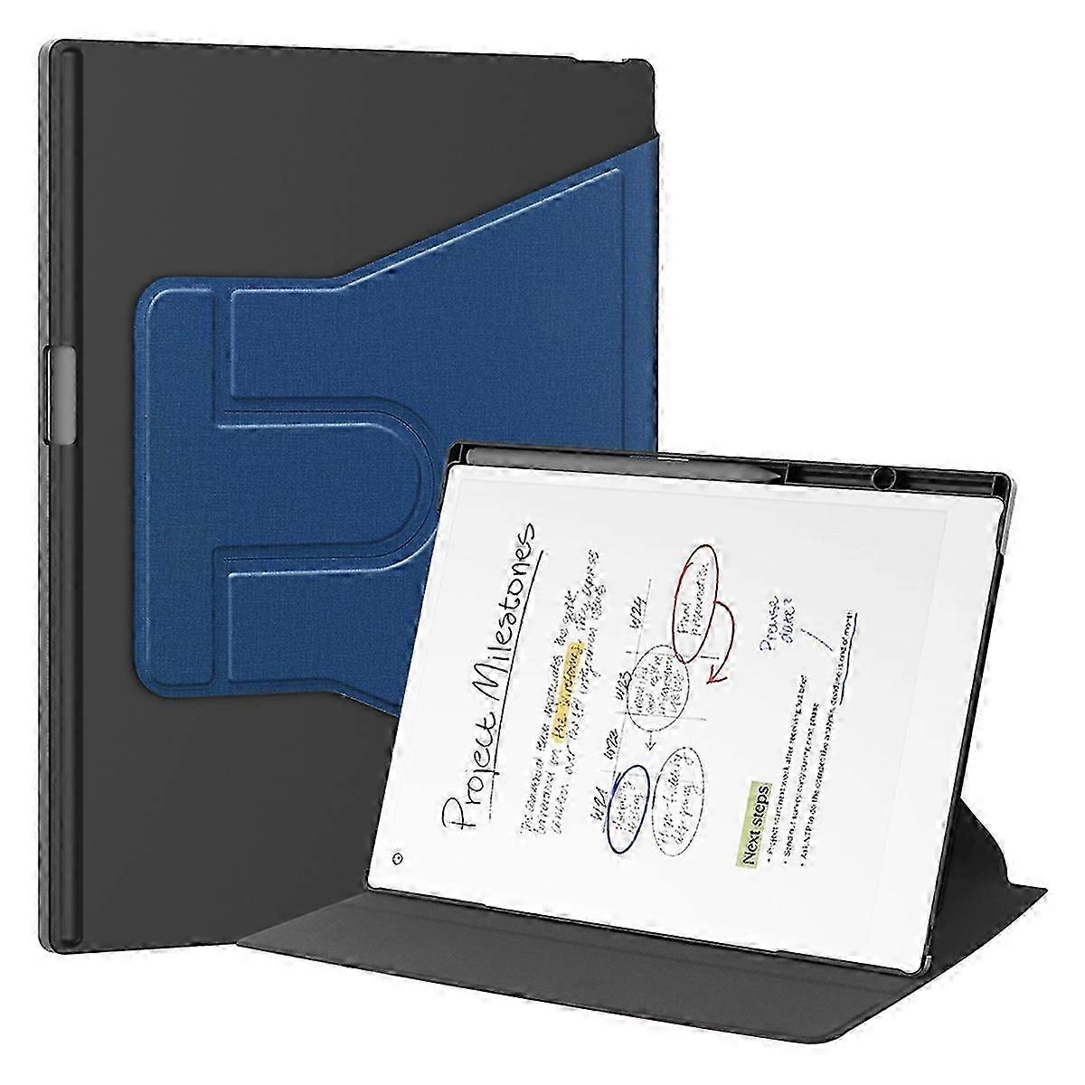 Case for Remarkable Paper Pro 11.8 Inch Protective Case with Pencil Holder-360Rotating Protective Stand Cover Navy Blue