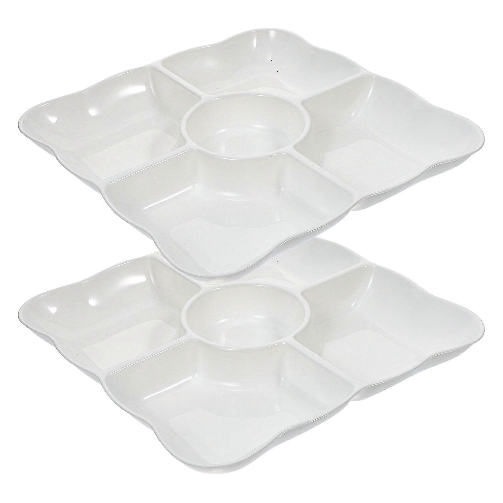 2 Pcs Dried Fruit Plate Candy Serving Tray Simple Food Storage Divided Multi-grid