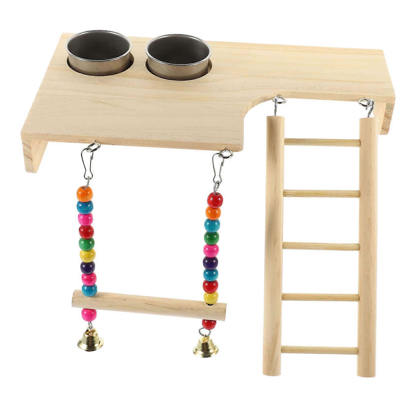 Bird Toys Wooden Ladder Swing Perch for Climbing and Exercise