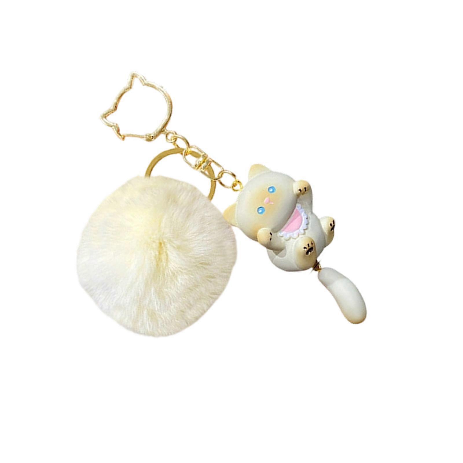 Adorable Plush Cats Shape Keychain Desert Culture Theme Bag Charm Soft Fabric Texture Suitable for Kids Friend Present Multicolor