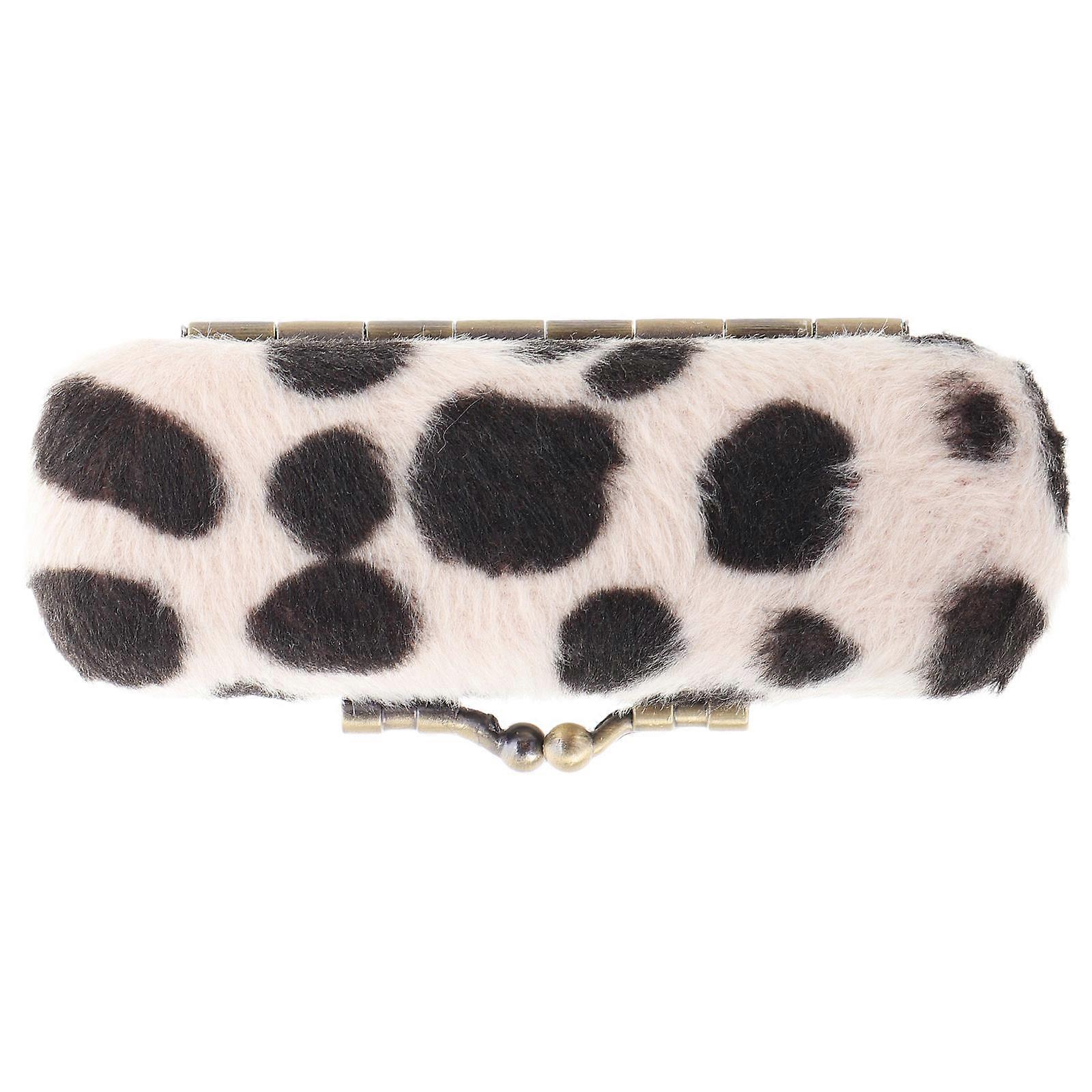 Lipstick Case Holder With Mirror For Women Makeup Organization Portable Storage Leopard Rectangular Iron 1Set