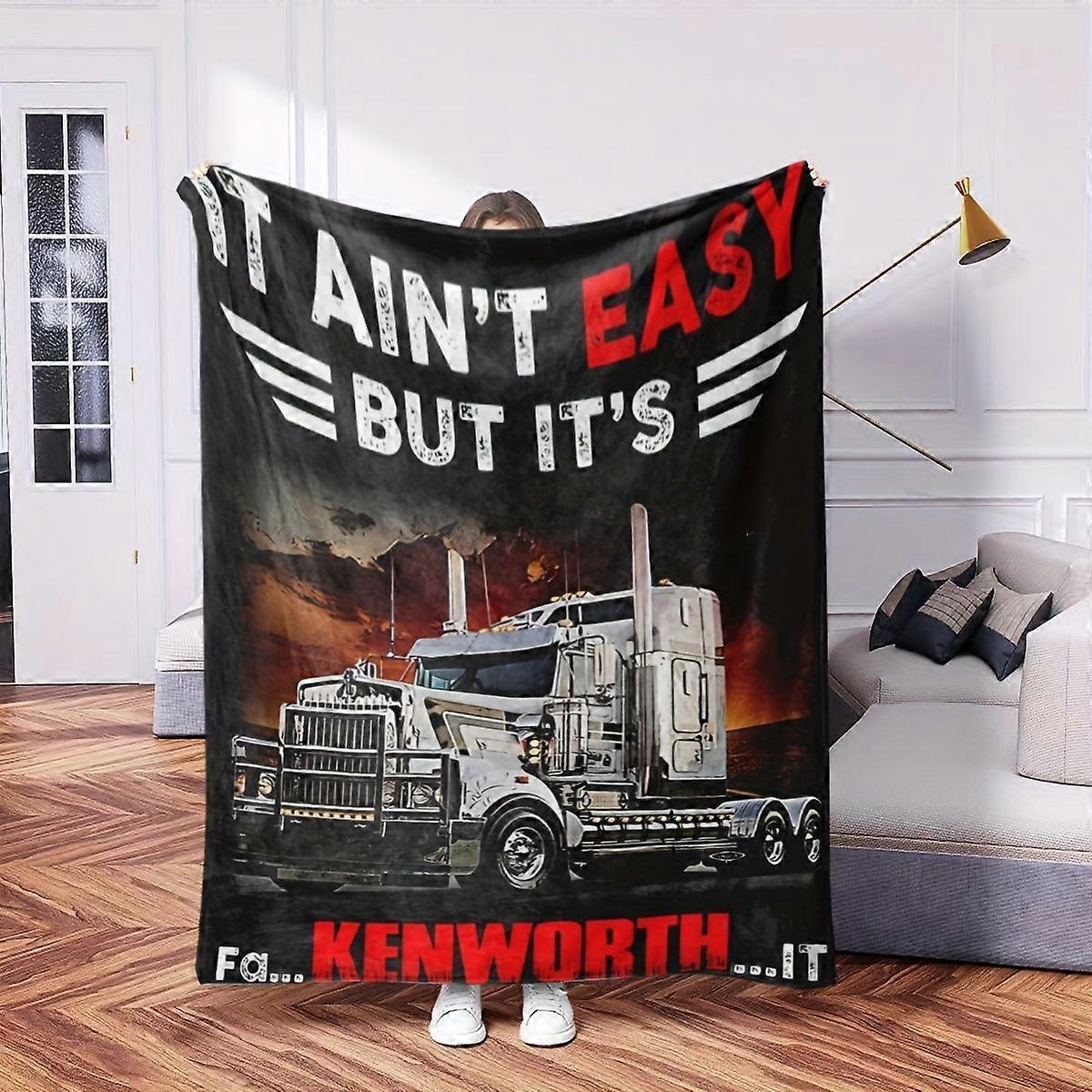 Kenworth Truck Print Flannel Throw Blanket - Soft Polyester, Reversible, Digital Print, Knit Fabric, Machine Washable - -PLKJD396