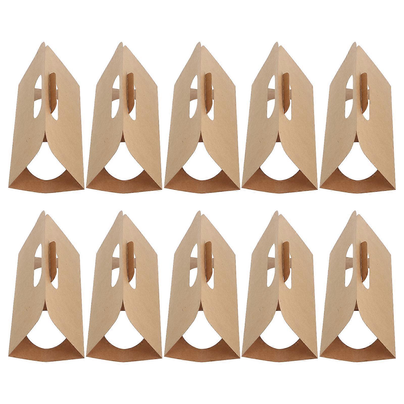 Disposable Kraft Paper Drink Carrier with Handle for Cold Drinks 10Pcs
