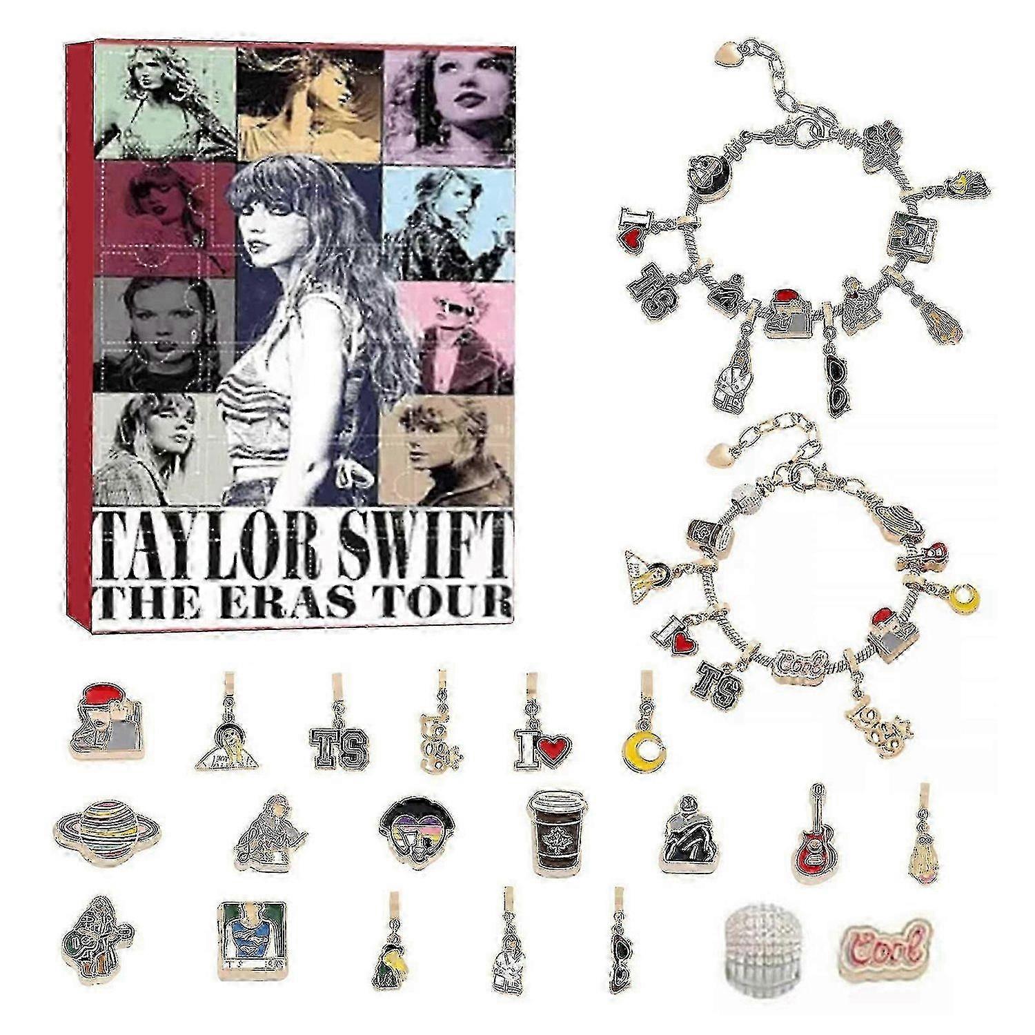 25-26 24 Days Xmas Advents Calendar Ornaments for Swifties DIY Innovative Bracelet Present Box for F