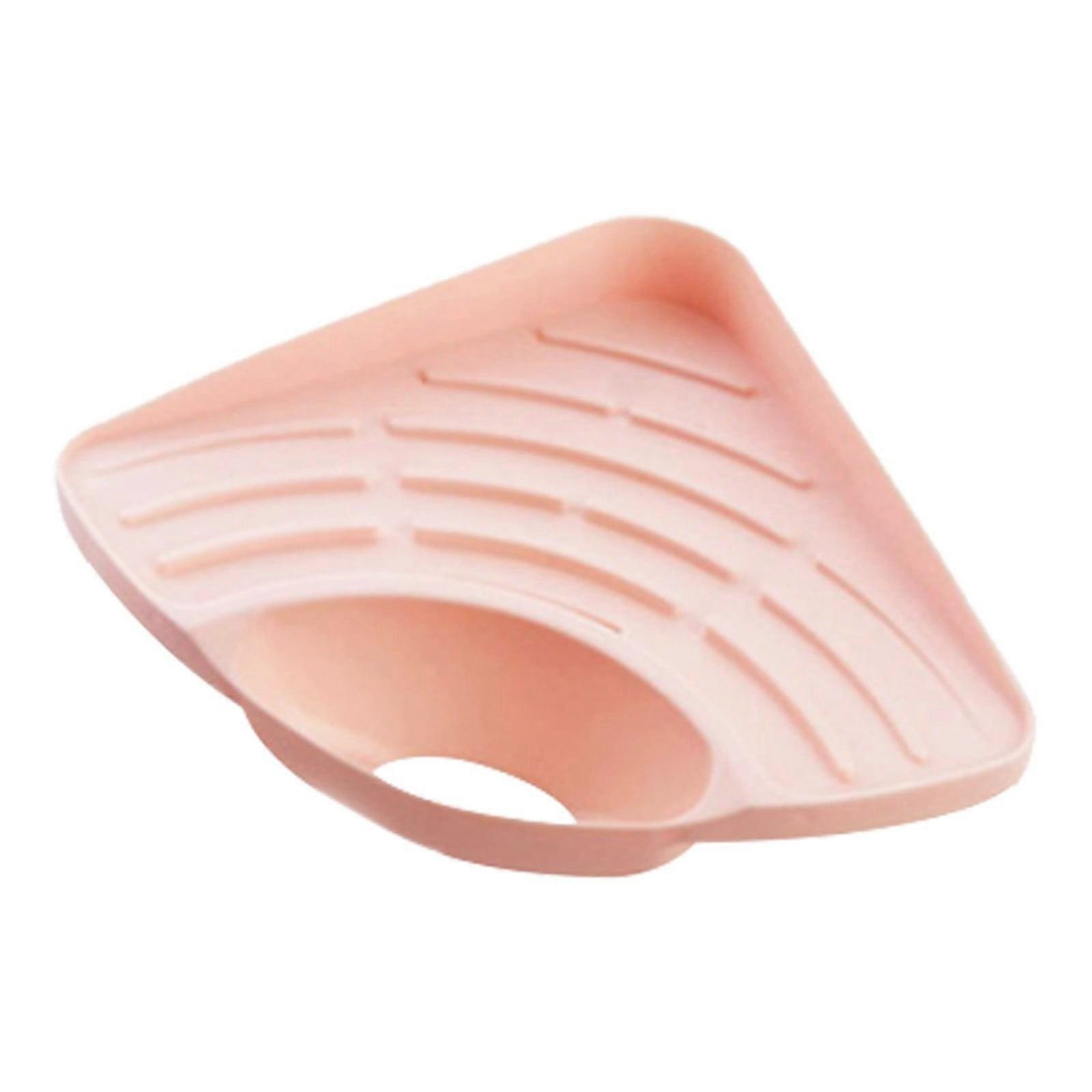 Poaug Drain Rack for Kitchen Sink, Triangle Corner Sponge Storage, Multi Functional Plastic Water Filter Rack, Pink, compatible with standard sinks