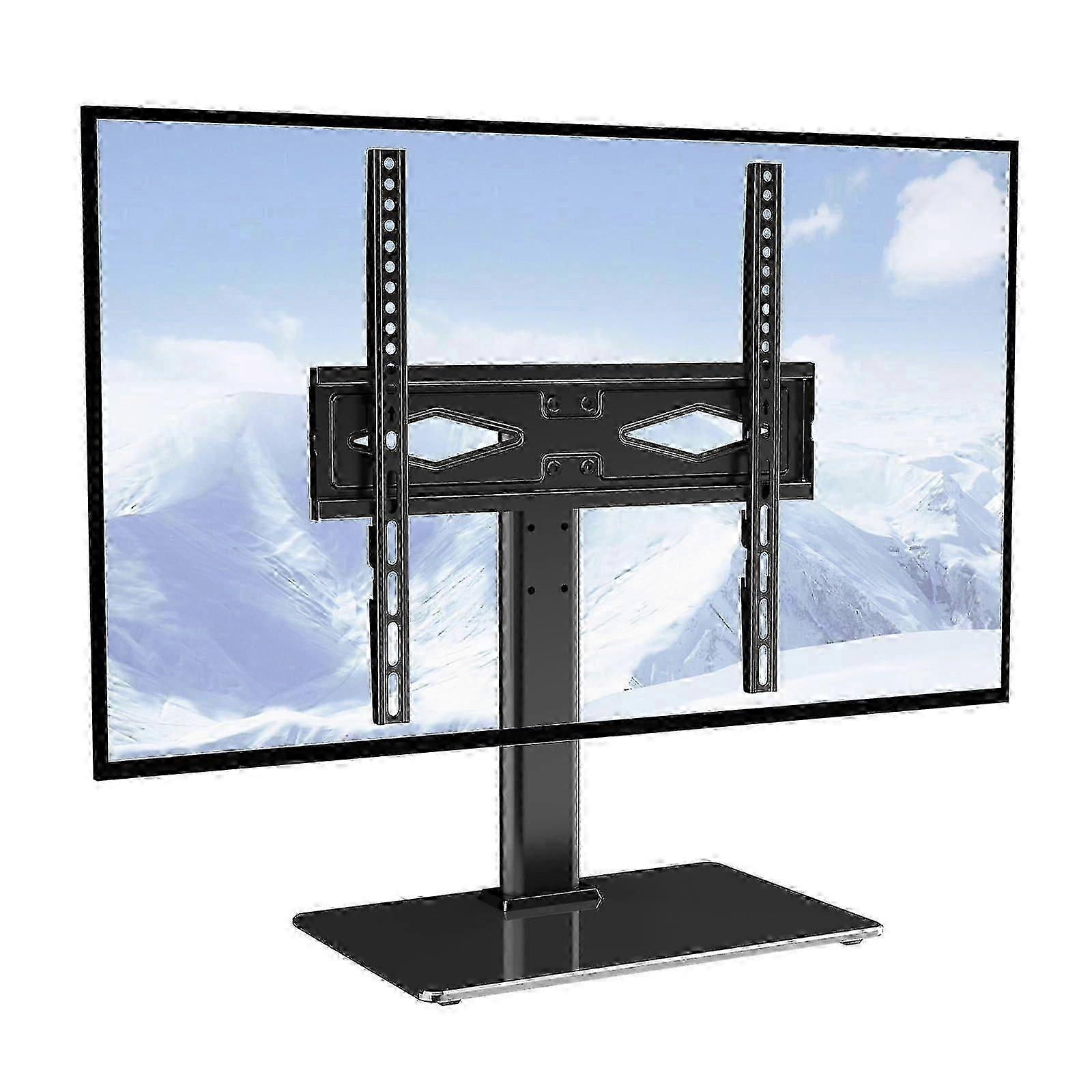 Base universal para suporte de TV para telas de 32 a 55 polegadas com design de altura ajustável.