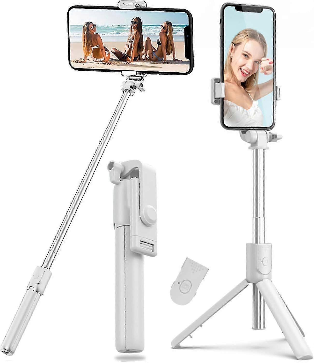 Adjustable Selfie Stick Tripod compatible with iOS Android, Extendable Bluetooth Monopod with Remote.