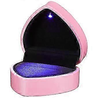 Heart Ring Box Ring Display Holder with LED Light for Proposal Engagement Wedding