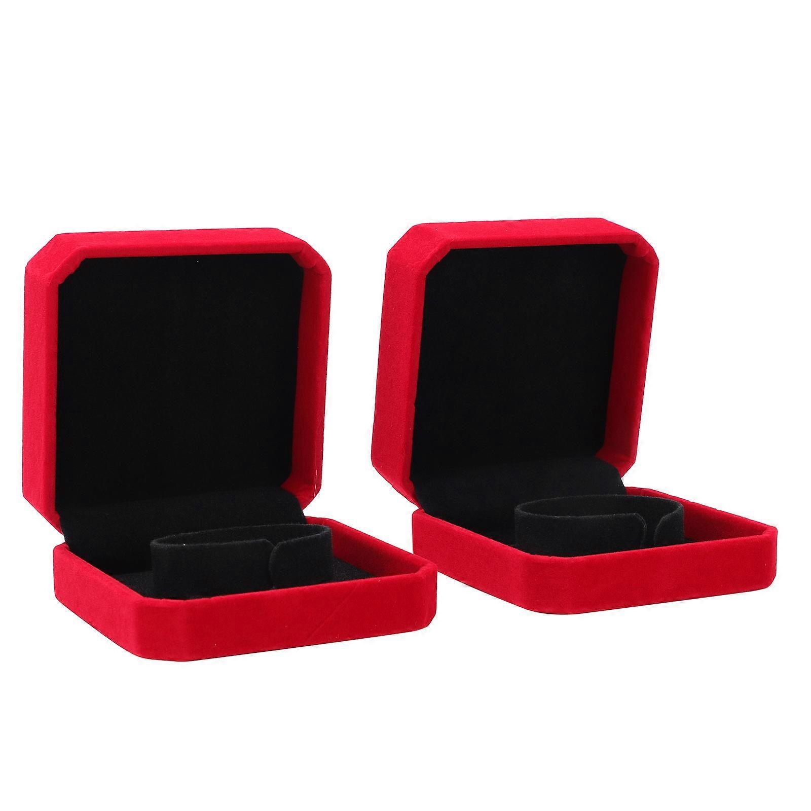 Jewelry Container Square Lint Bracelet Box for Storage 4Pcs Red