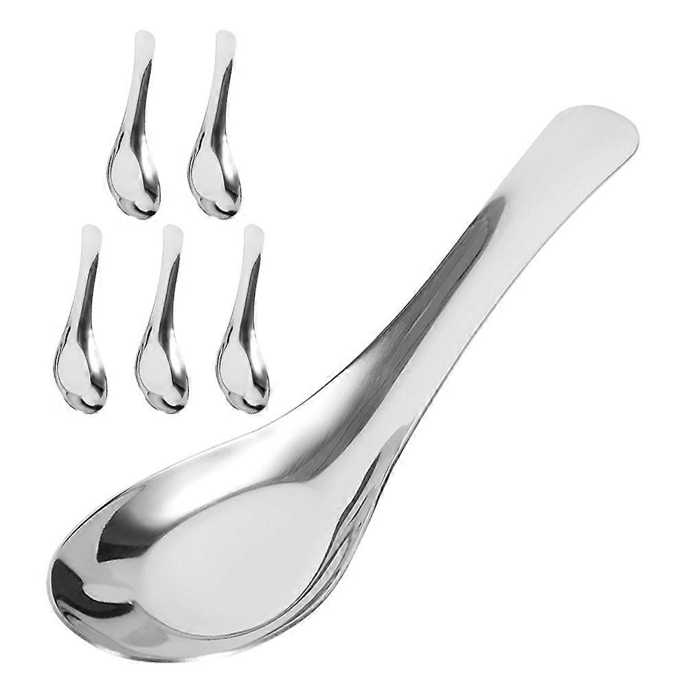 Dinner Soup Spoons Stainless Steel Flat Bottom Spoon for 6Pcs Set
