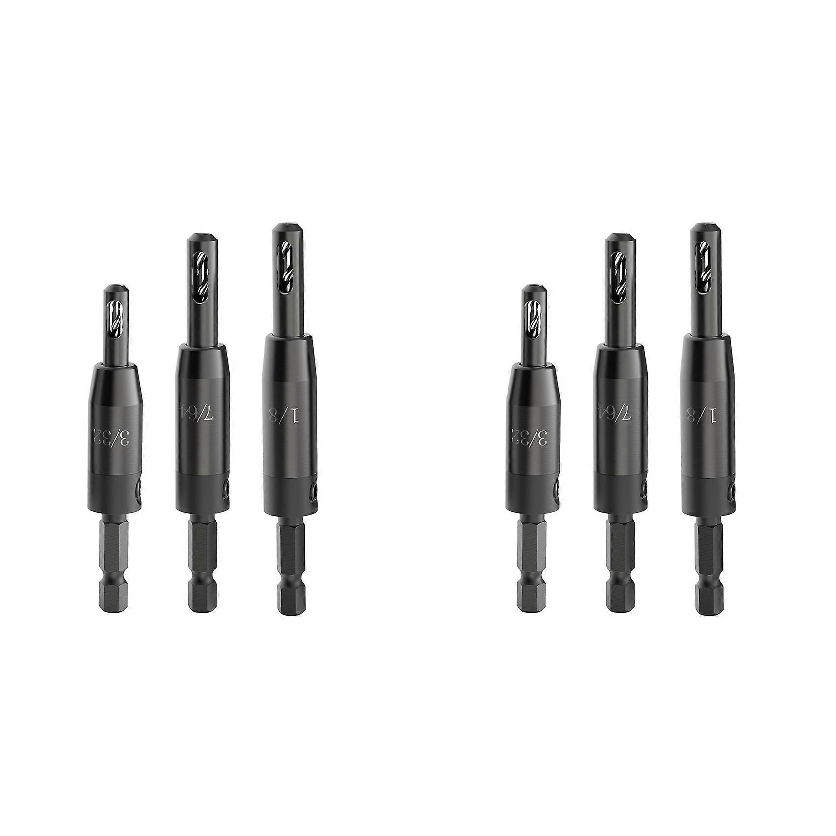 6x Self Centering Drill Bit Set, for 1/4 in Hex Shank Drill, for Wood and Hole 3/32in,7/64in,1/8in
