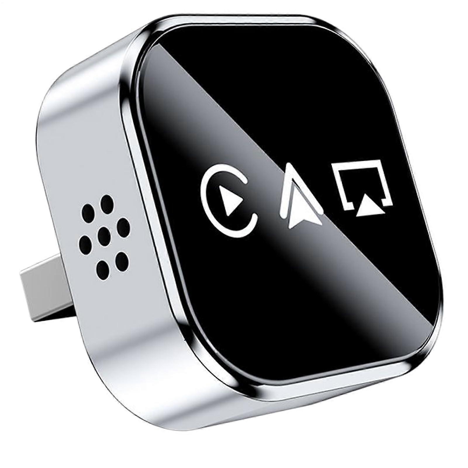 Wireless CarPlay Adapter for iPhone with OneTap Setup, HD Streaming and Plug and Play Silver