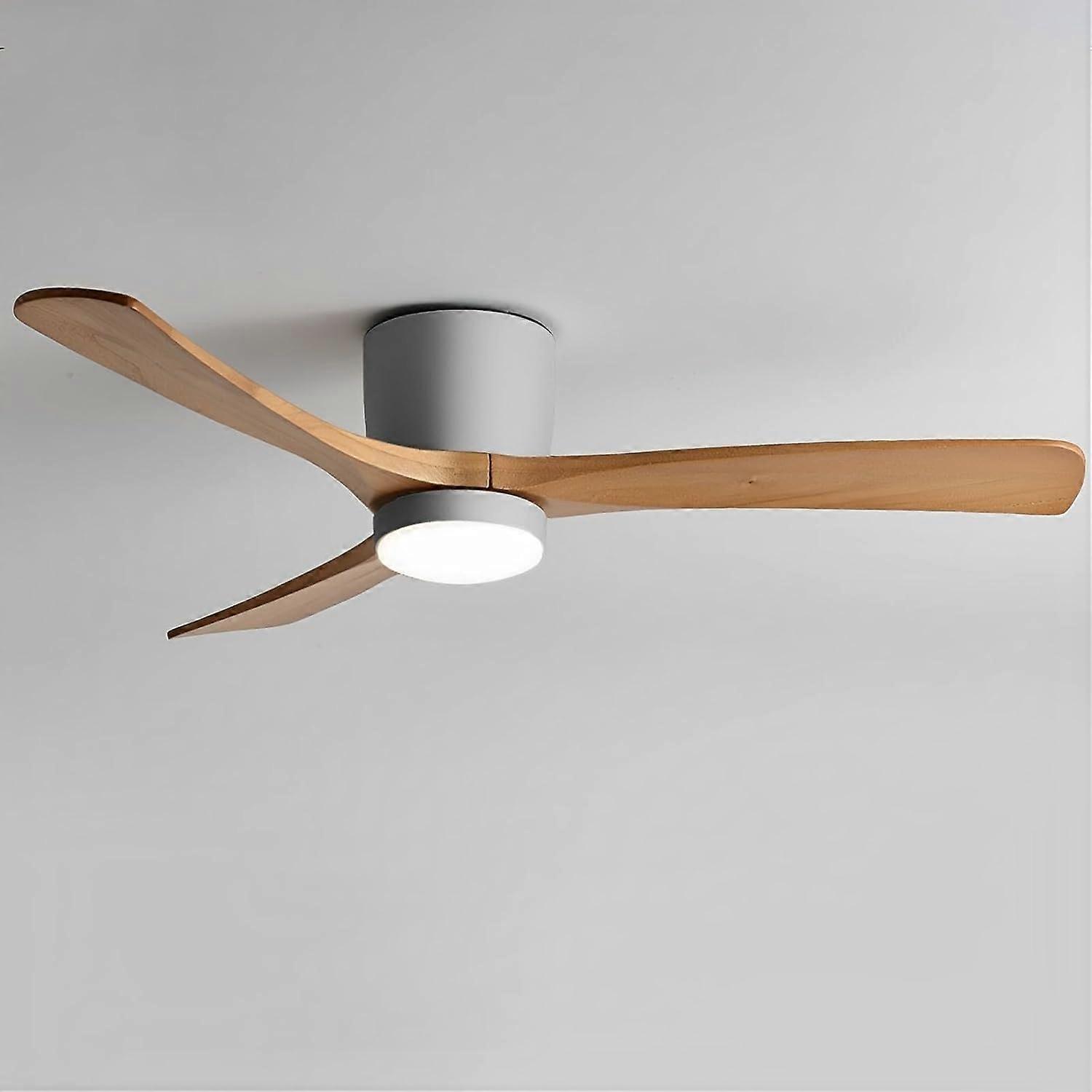 Modern Ceiling Fan with Light and Remote, Quiet Wooden Blades, 6 Speed, 3 Color LED, Reversible 42' Gray