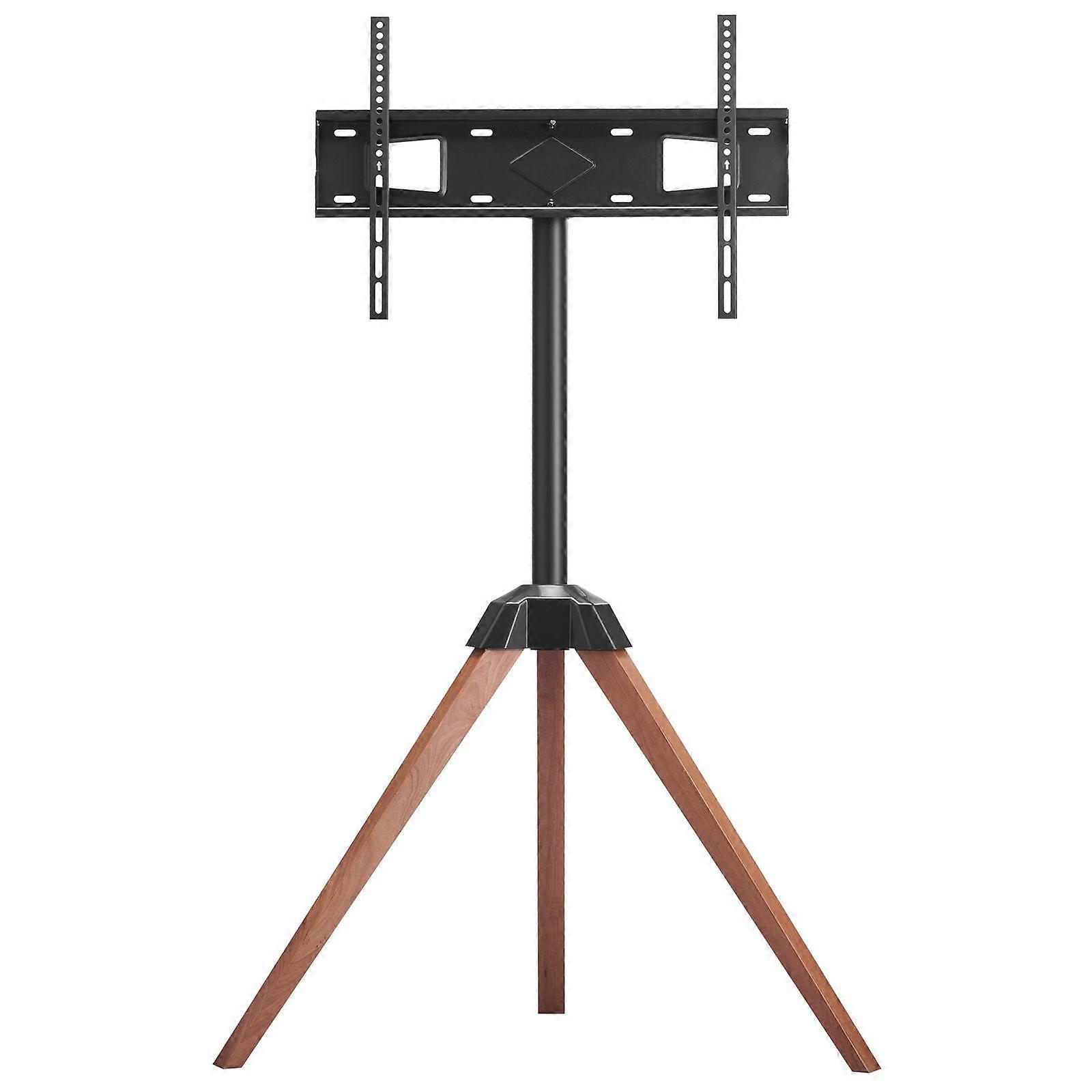 Tripod Easel TV Stand, for 40-65 inch Flat Screen/Curved TVs Up to 99 lbs, 18 Left-Right Rotation TV Stand with Oak Wood Legs