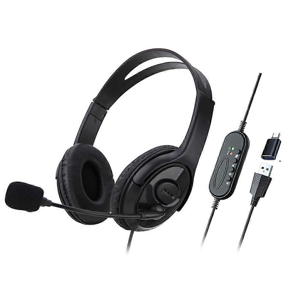 USB Headset with Noise Reduction Mic TypeC for PC Zoom Skype Office Call Center 1Set