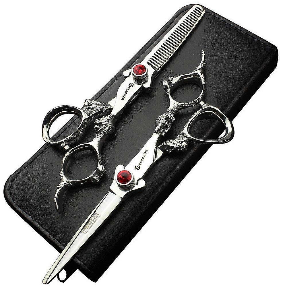 Hair Cutting Scissors Set 6 Inch Professional Barber Shears with Sharp Blades and Finger Rest