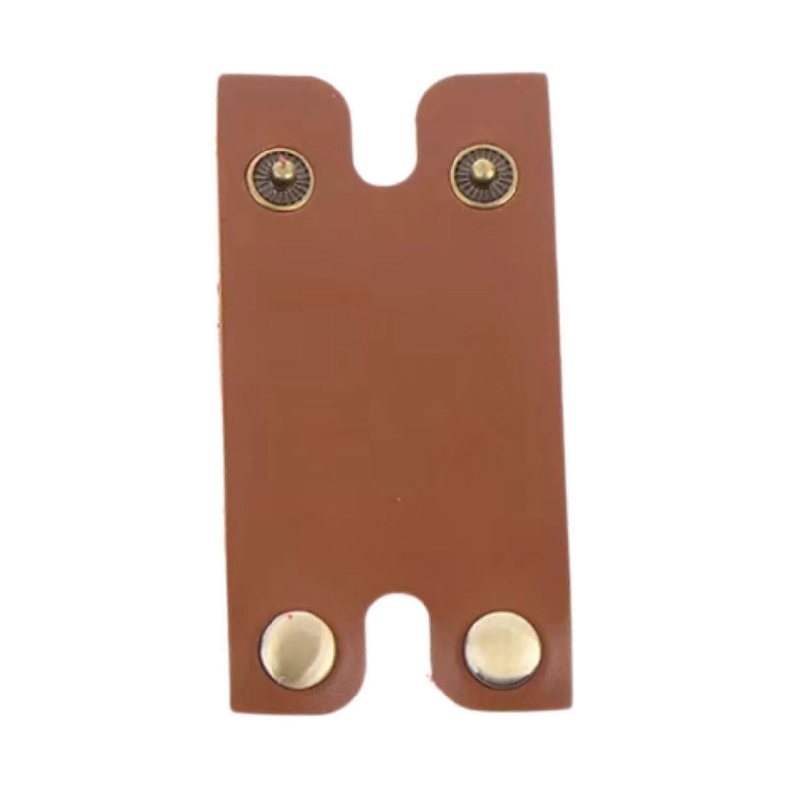 PU Leather Razor Blade Cover with Shock Absorbing Interior and Secure Button Closure, Brown