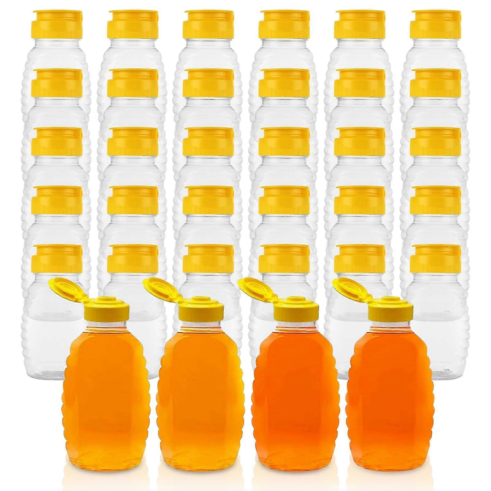 30 Pack 5 oz Honey Squeeze Bottles with LeakProof Flip Lids, Clear Plastic Refillable Jars for Kitchen Use