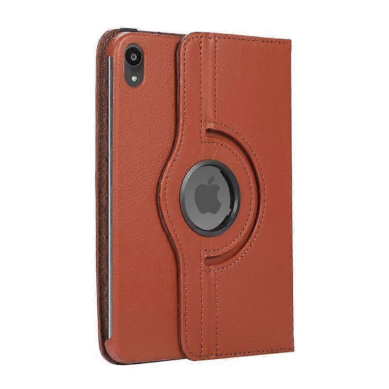 Stylish Case For Ipad 2021 Pro 12.9 Brown Litchi Texture Rotating Leather No3059