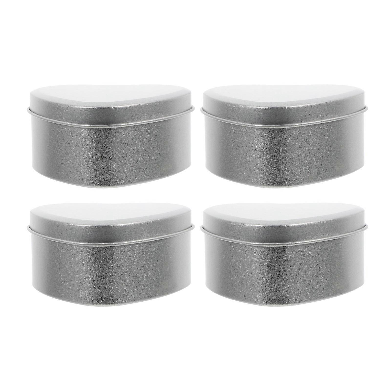 Heart Tin Box for Storage 4Pcs Silver Wedding Treat Boxes Candy Packaging