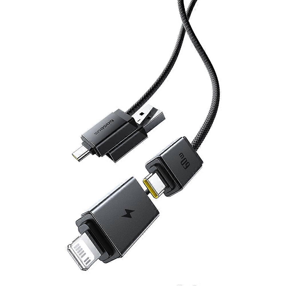 BASEUS Versatile 1m Two-For-Two Fast Charging Cable USB+Type-C to Type-C+Ip Data Cord