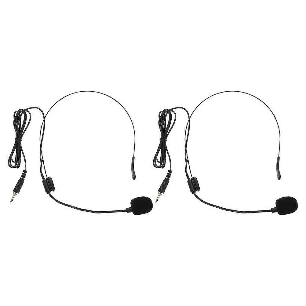 Wired Microphone Head-Mounted Mic for Speaking Use 2Pcs Black Microphone