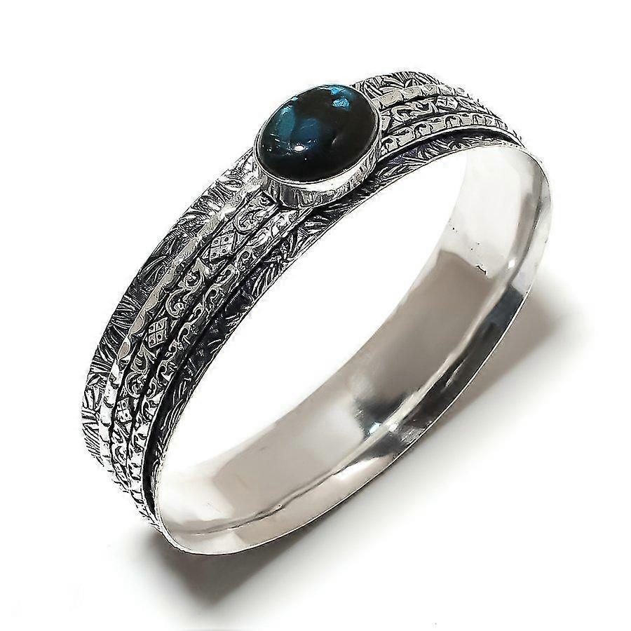 Labradorite Gemstone 925 Sterling Silver Cuff Bangle 7.5"