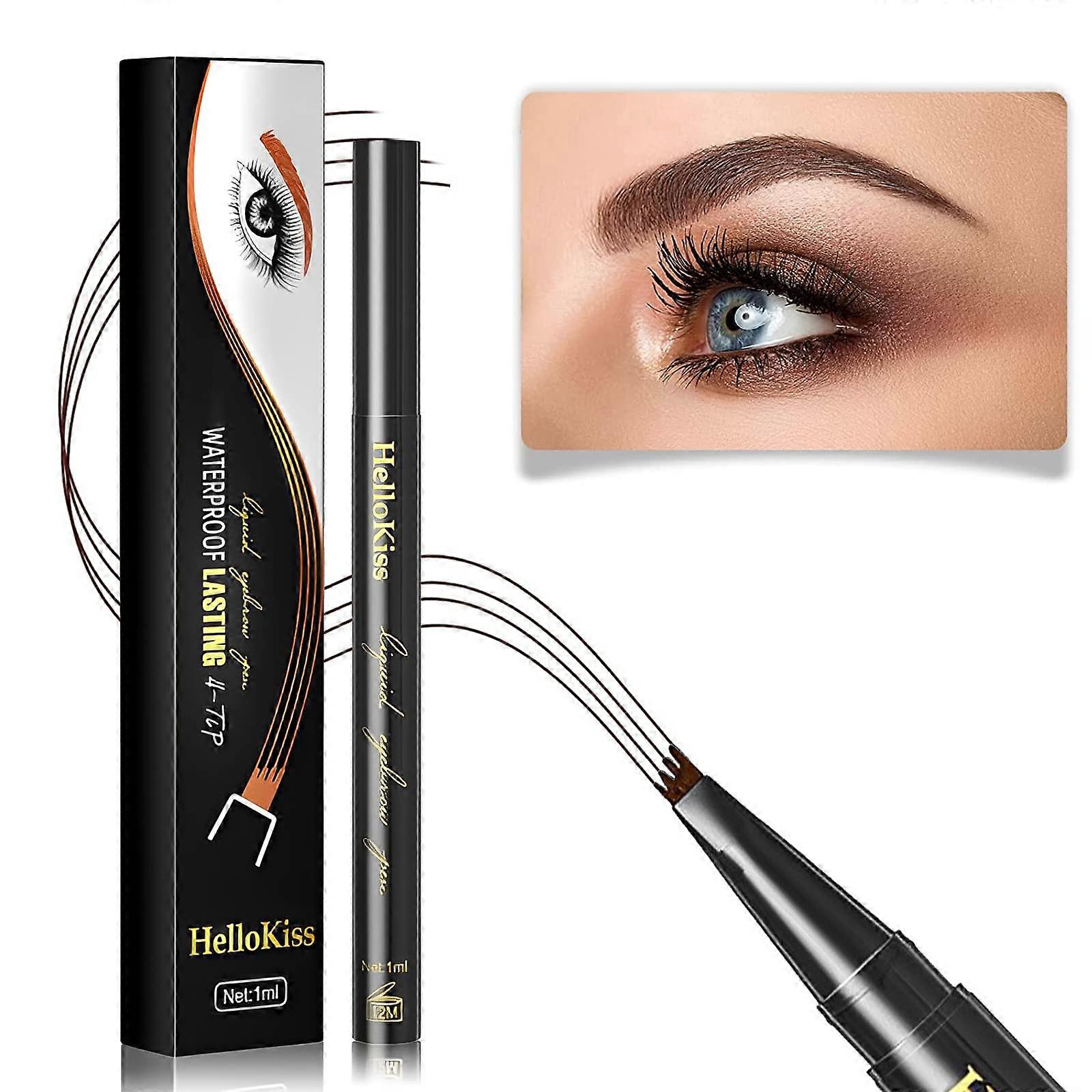Microblading Eyebrow Pen Dark Brown 4 Point Tip LongLasting Waterproof SmudgeProof