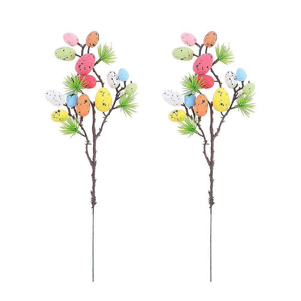2pcs Easter Spotted Egg Decoration Branch Easter Party Celebration Decoration