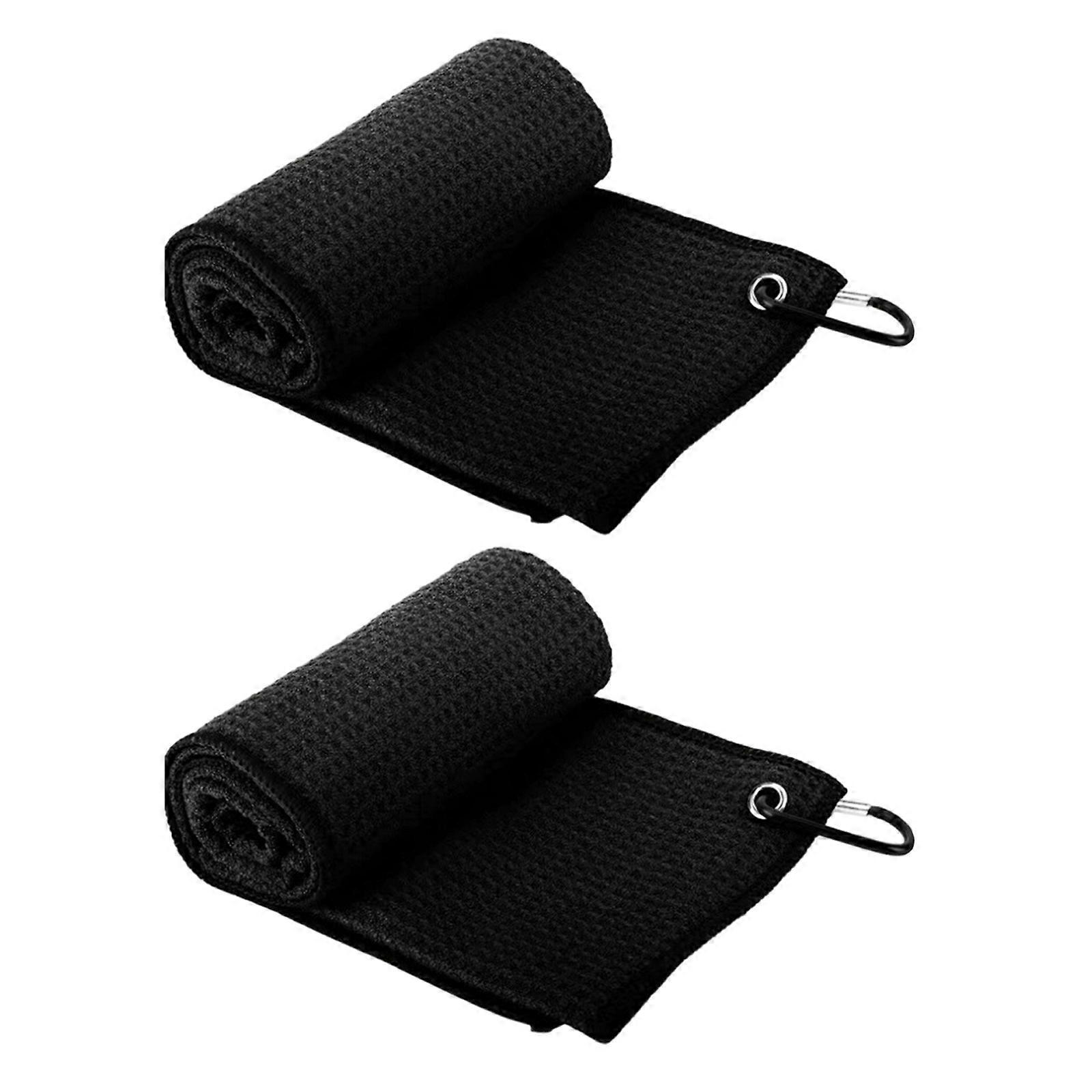 Easy Washing Golf Towel Fast Drying Polyester Materials for Golf Playing  Black