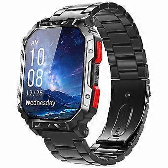 F407 Outdoor Waterproof Rugged Smart Watch Blood Sugar Heart Rate Monitor with Steel Strap