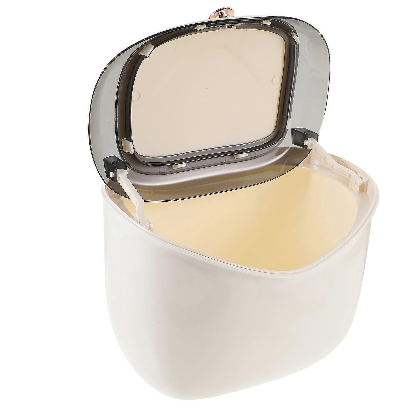 White Kitchen Compost Bin Hanging Trash Can with Lid Plastic