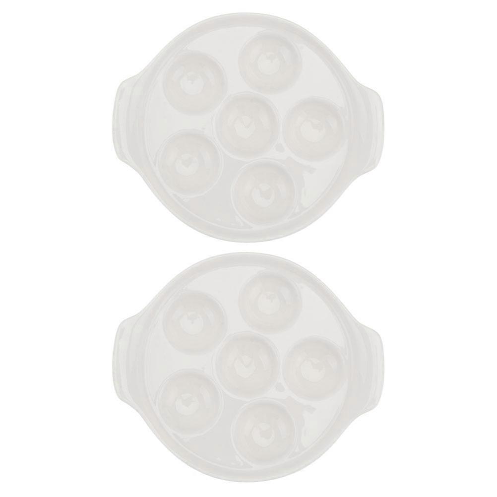White Ceramic Baking Pan for Baking Use 2Pcs Snail Dish Practical Plate