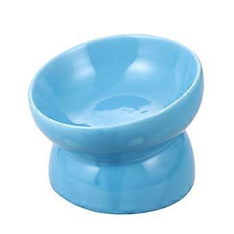 Gamelle haute à ouverture inclinée, gamelle créative en céramique pour animaux de compagnie (bleu clair, taille L)