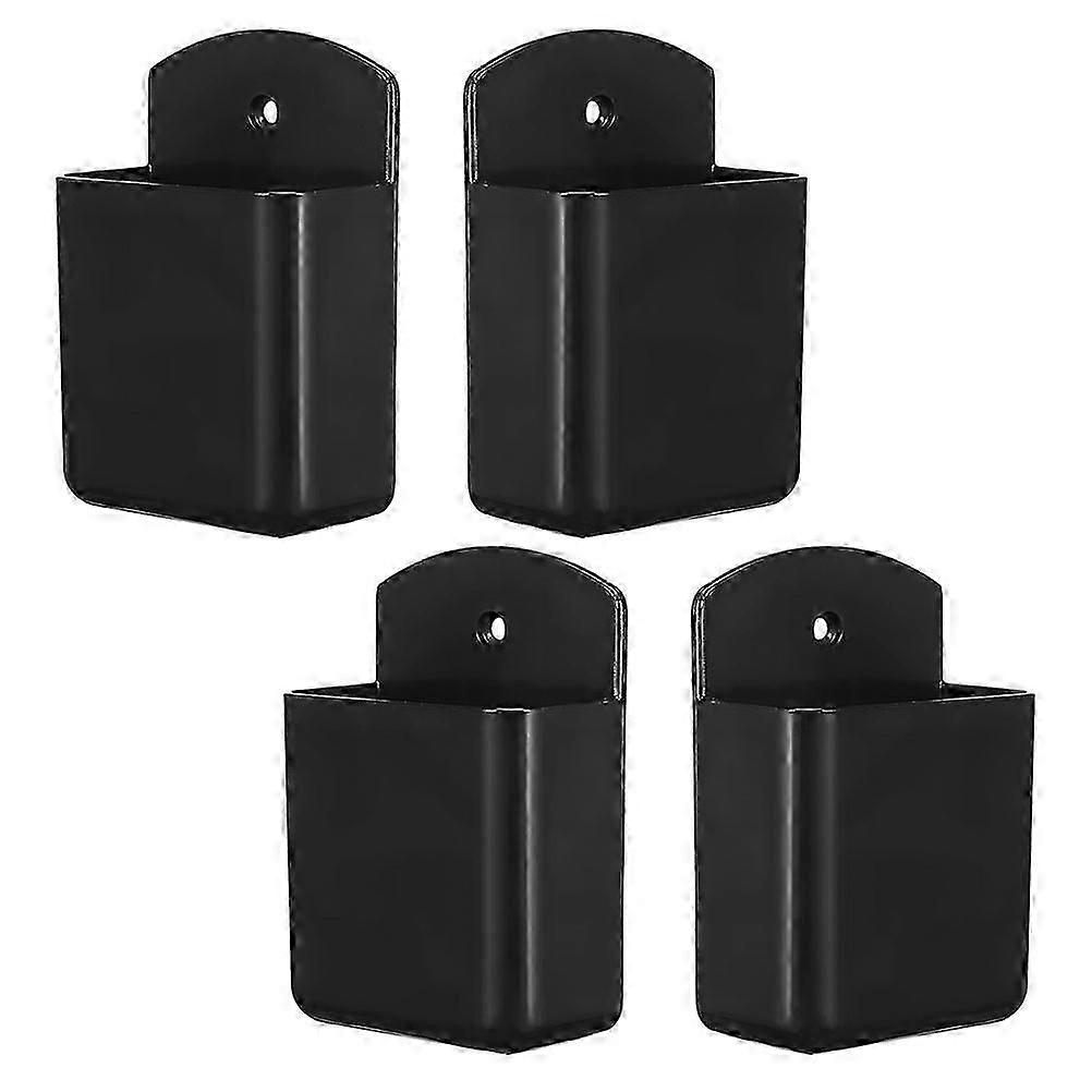 Remote Control Storage Box Wall Mount Organizer for Storage 4Pcs Black Plastic