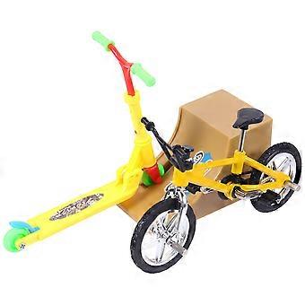 Mini vingerspeelgoedset: vingerfietshelling, 3 sets met scooter.