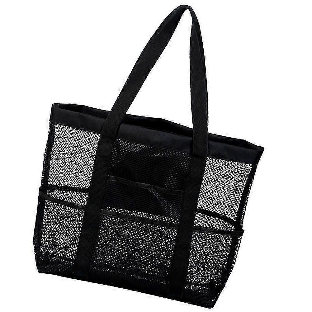 Black Beach Bag Travel Cosmetics Handbag for Storage Use Multi-Function