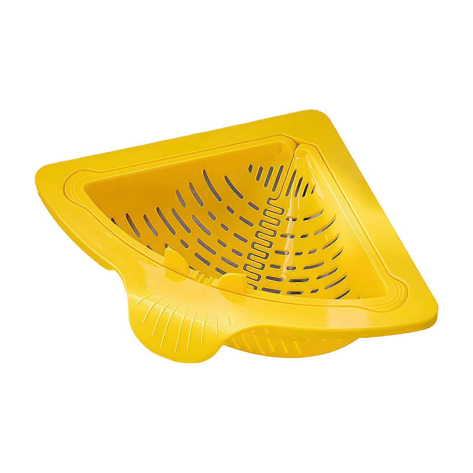 Space Saving Triangular Magnetic Suction Drain Basket Filter Strainer for Kitchen Sink Efficient Draining Organization  Yellow