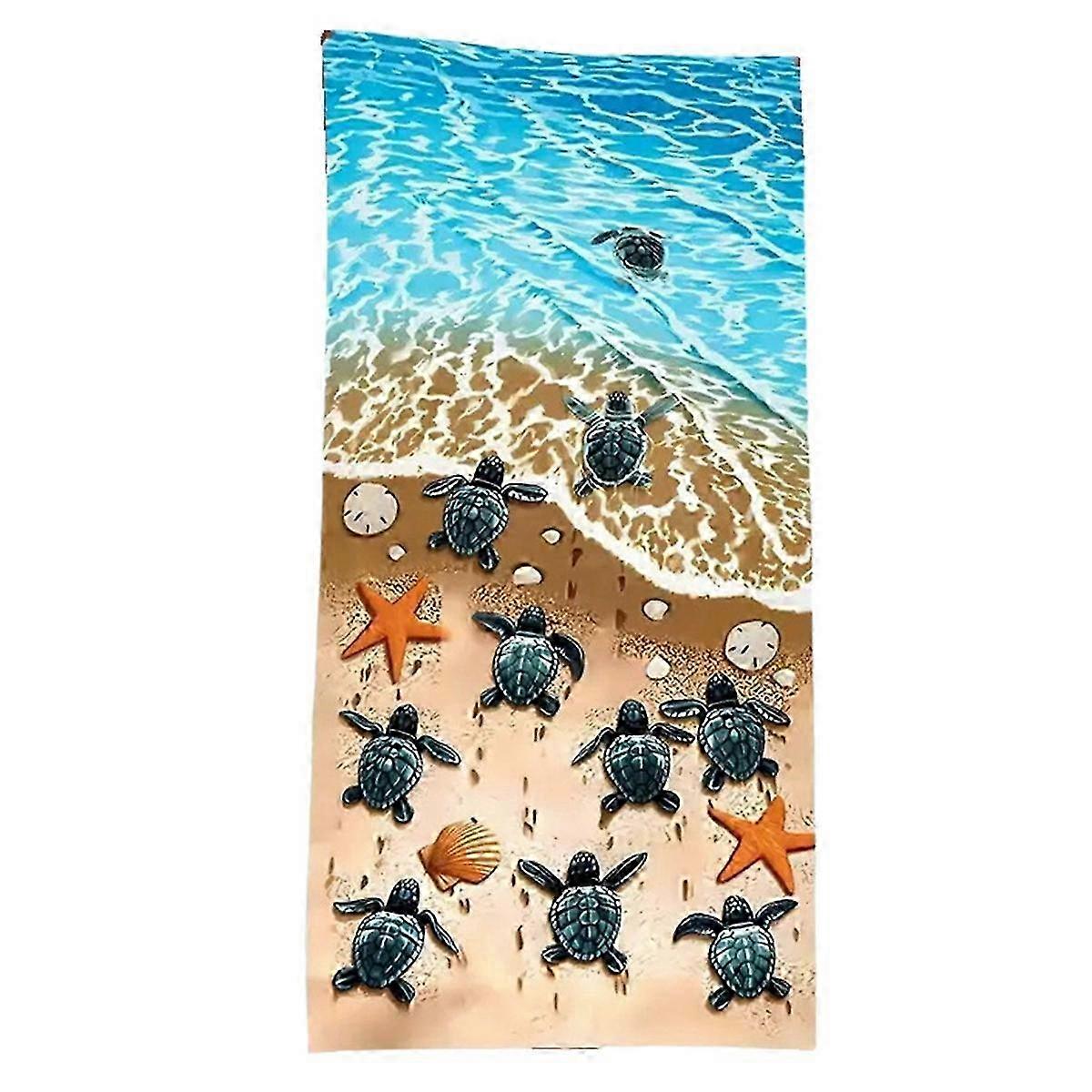 Quick-Drying Beach Towel with Sea Turtle Pattern,Soft and Absorbent,C