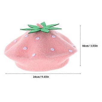 Gorro de boina de fresa Gorro francés clásico Gorro de pintor Sombrero de pintor de lana Disfraz de sombrero cálido para mujeres y niñas Favores de fiesta de Halloween de invierno