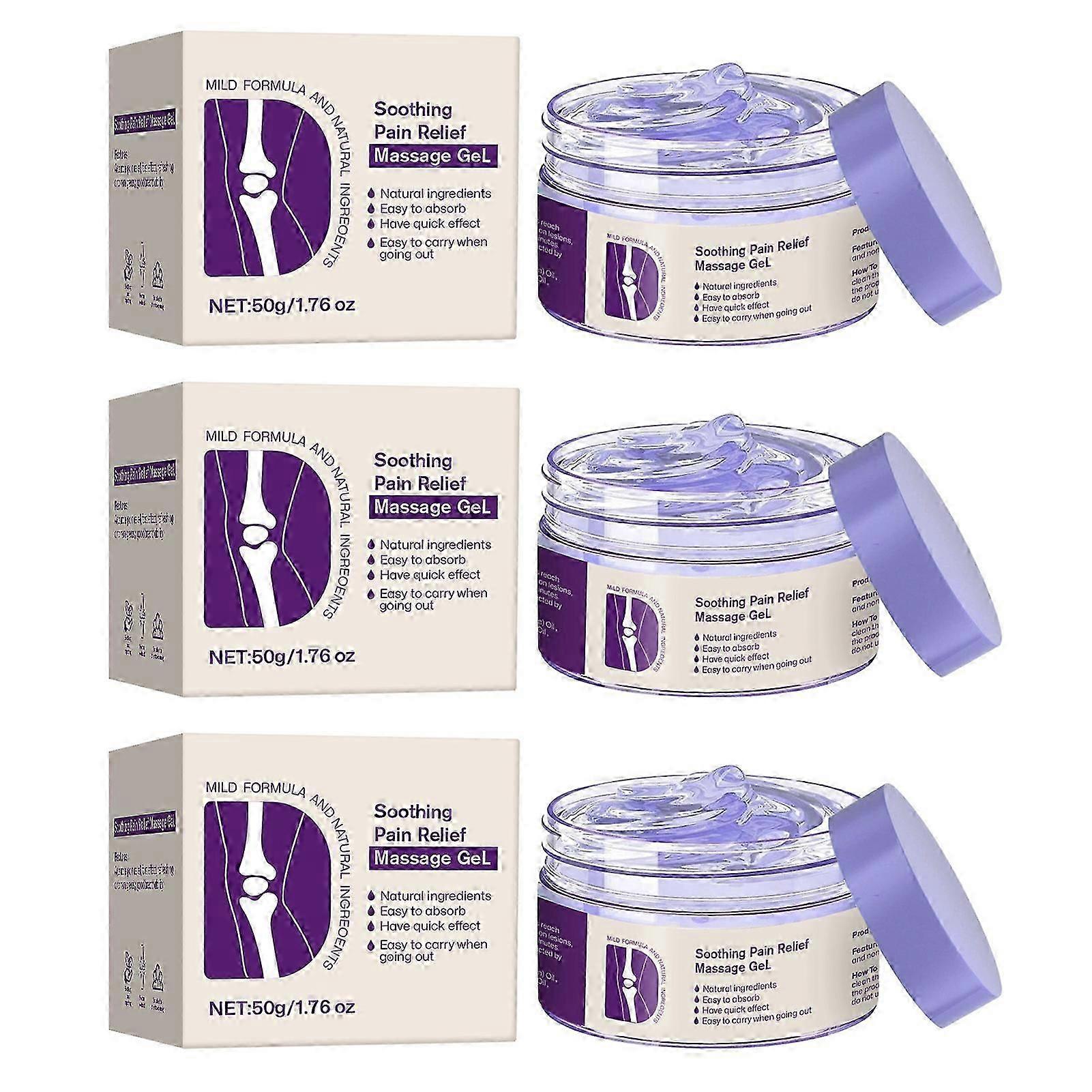 Joint Pain Relief Massage Gel Purple Cream for Joint Activities Throughout The Body, Soothes Knees, Lumbar, Neck, Hands and Feet New Arrival 50g 3pcs
